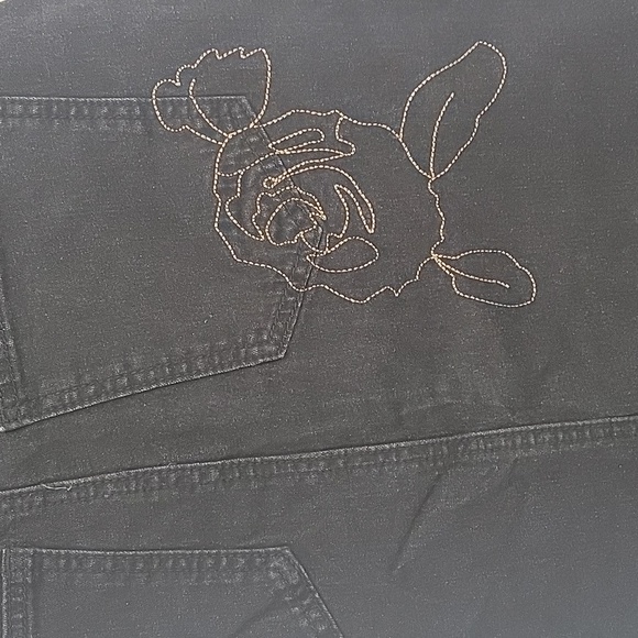 Black Denim Maxi Skirt with Floral Embroidery - Picture 12 of 16